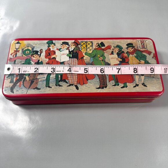 Charles Dickens Christmas Carolers Candy Tin Vintage Candle Tin Home 1960 - Picture 9 of 13